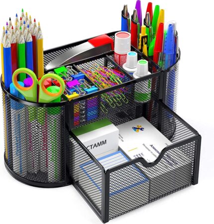 Pipishell Desk Organizer Mesh Desktop Office Supplies Multi-functional Caddy Pen Holder
